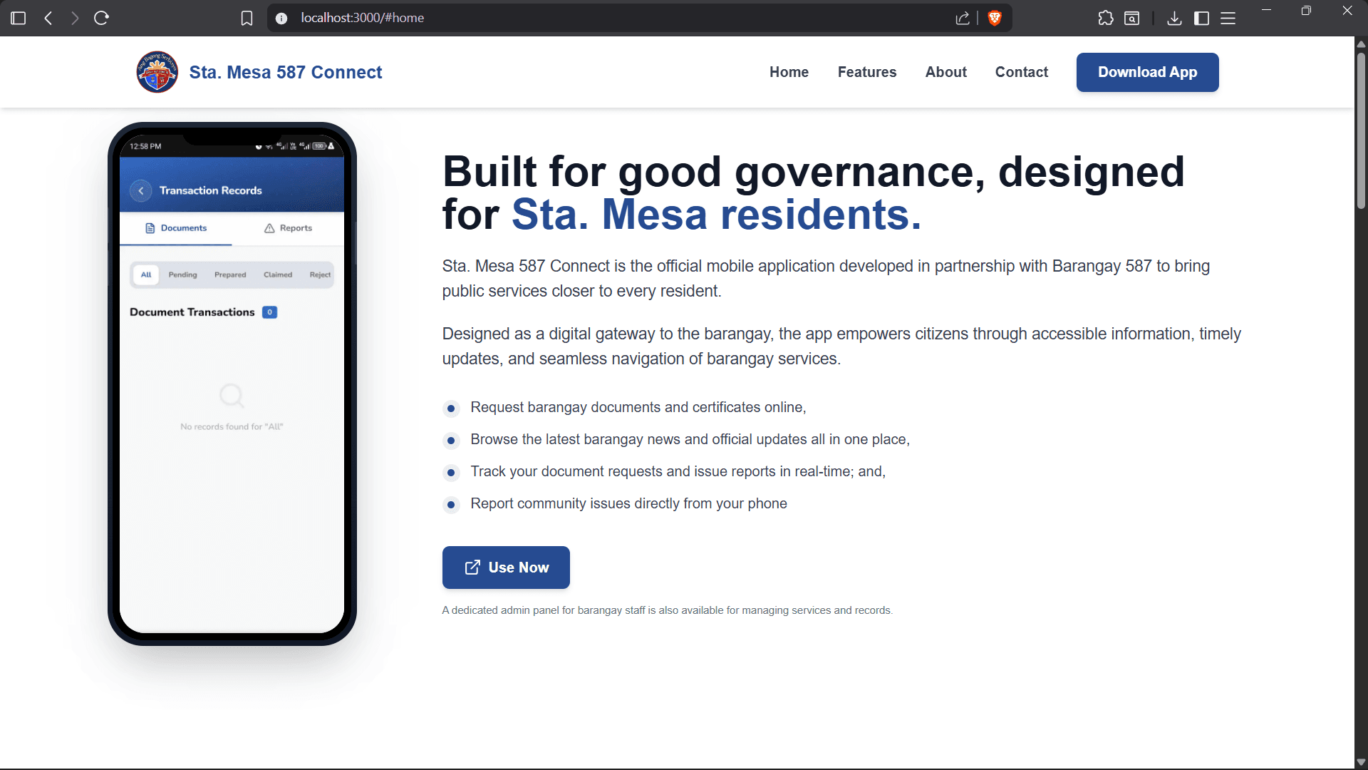 Sta. Mesa 587 Connect dashboard preview 1