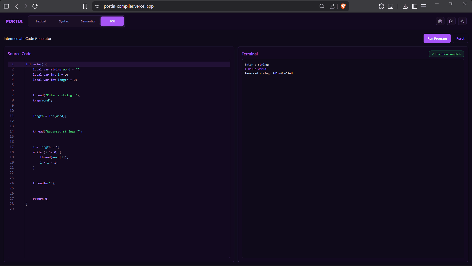 PORTIA compiler preview 2
