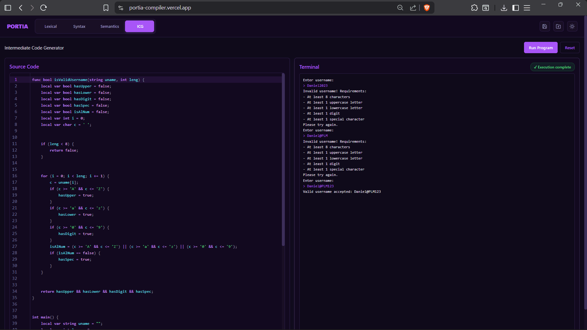 PORTIA compiler preview 3